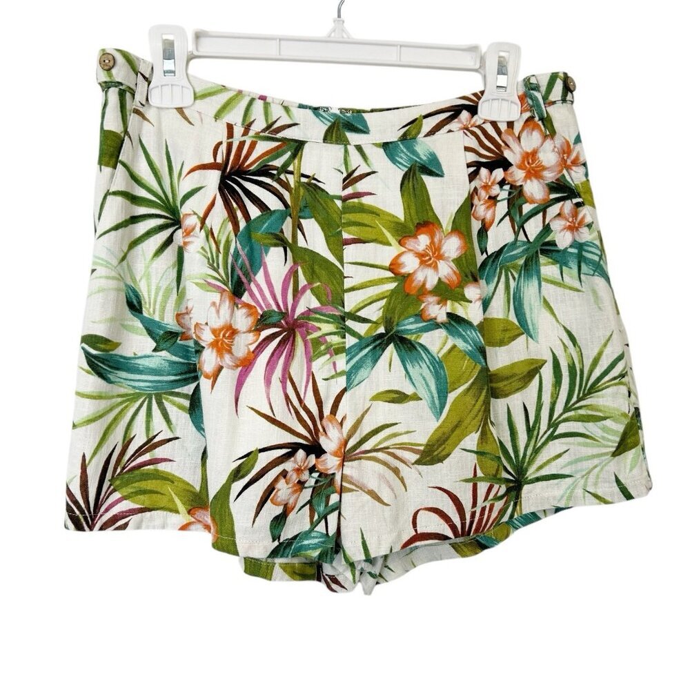 Anthropologie Lost and Wander Linen Shorts Womens Size Medium M Tropical - Picture 1 of 11